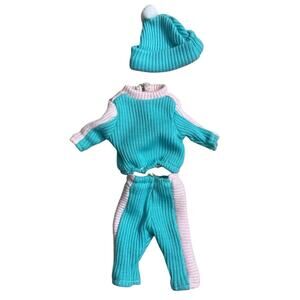 Vintage Ginny Vogue Dolls Outfit Hat Winter Ski Pants Turtleneck Pink Blue 1989